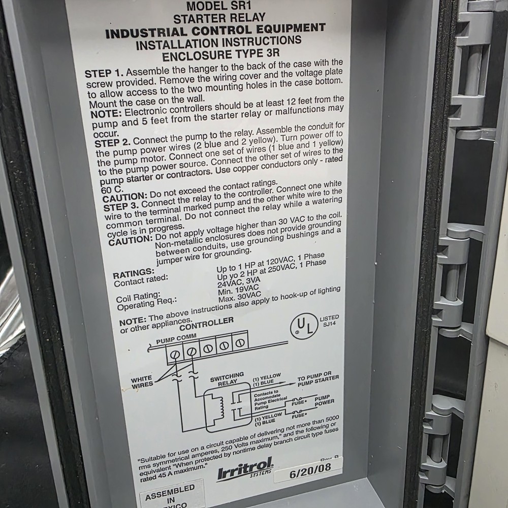 Irritrol SR-1 Pump Start Relay