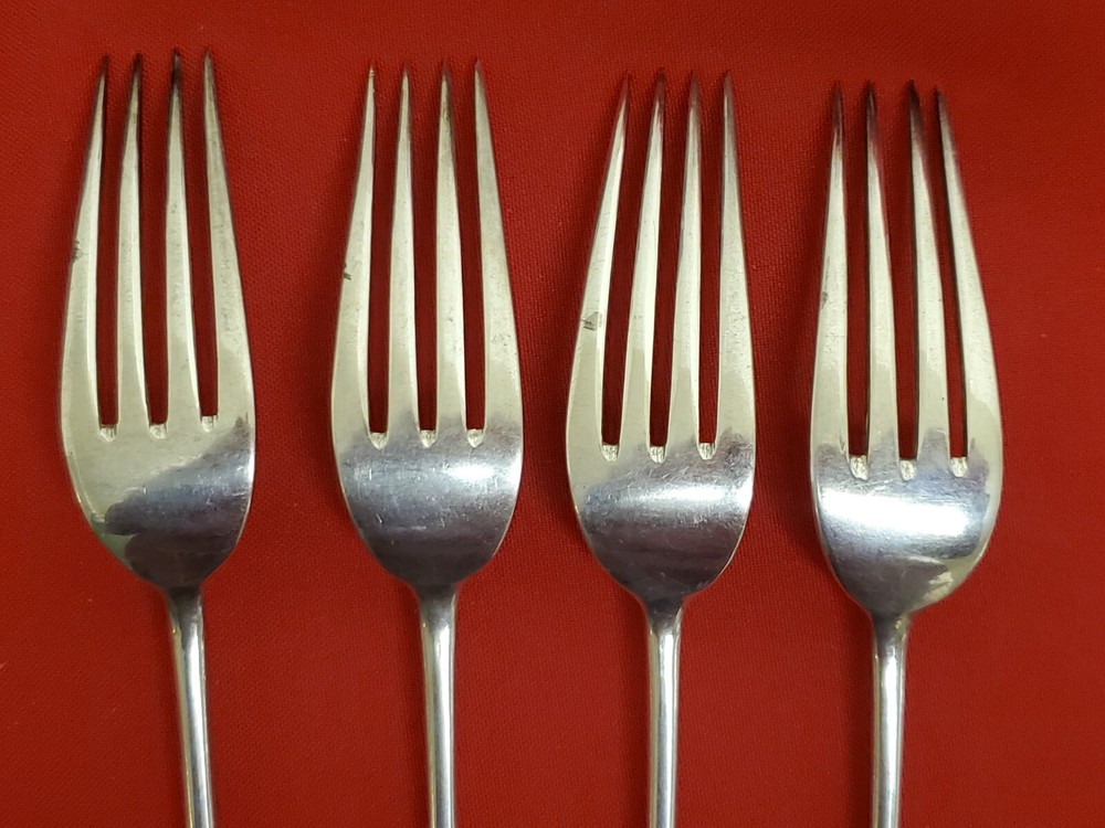 4 Heavy Russian 84 Silver Dinner Forks with Matching Monogram 11628