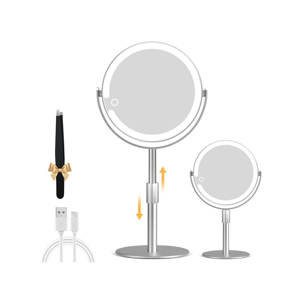 Magnifying Mirror with Light 20X, Height-Adjustable Lighted Makeup Mirror wit...