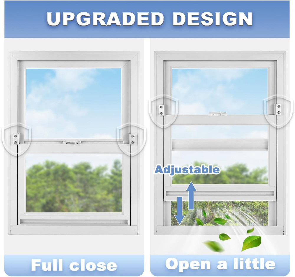 4 Sets Sliding Window Locks with Key, Window Locks for Up and Down Windows,Easy