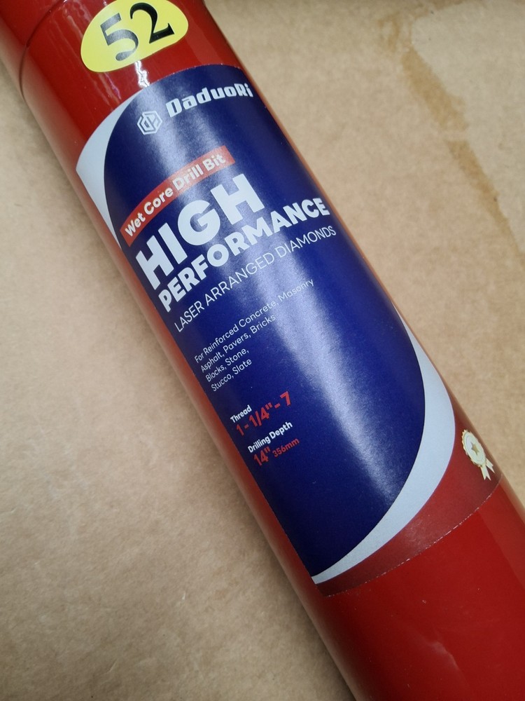 2" Wet Core Drill Bit with High Density Diamond Segments, 14" Depth