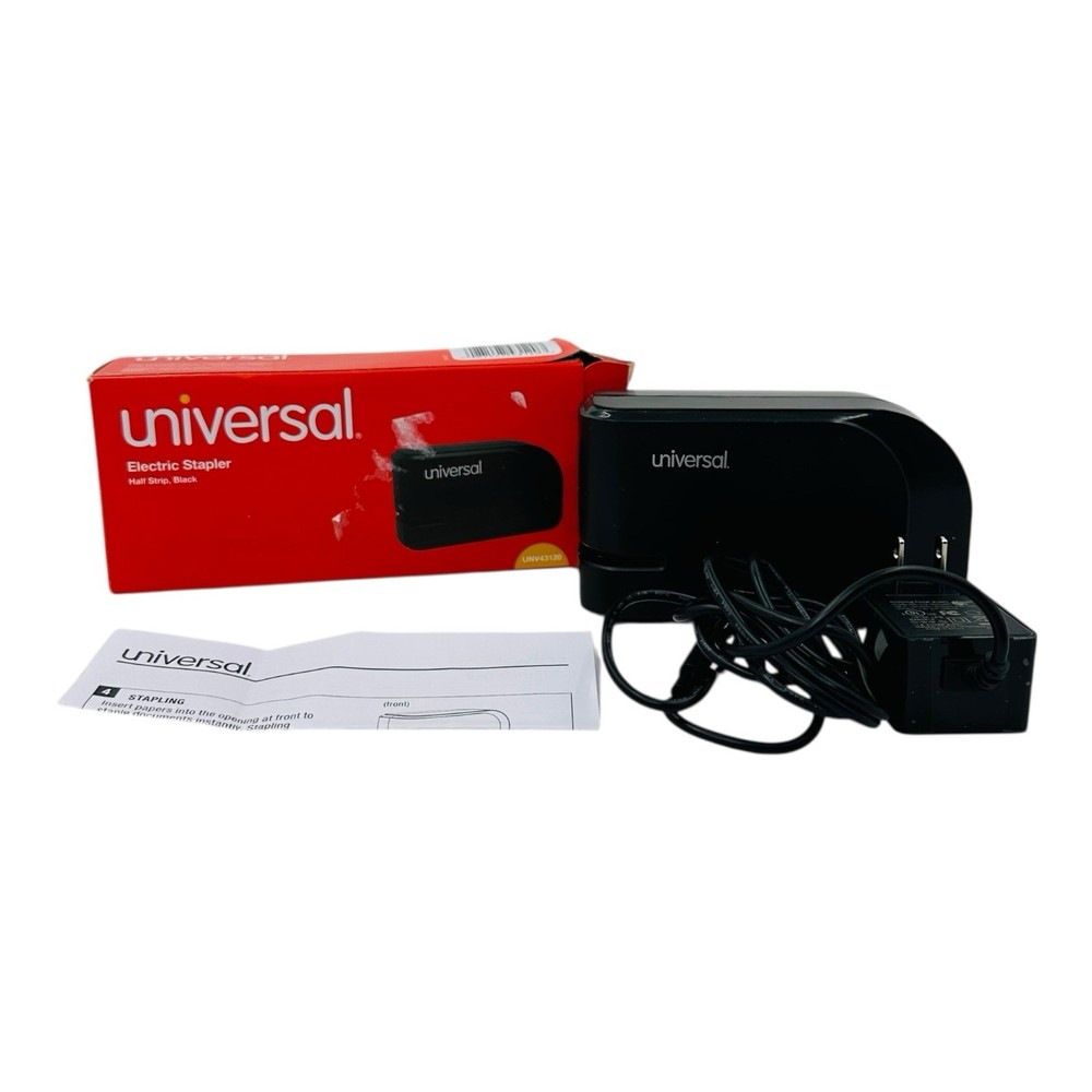 Universal Half-Strip Electric Stapler 20-Sheet Capacity Black