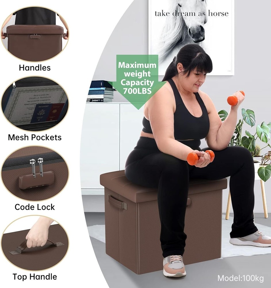 Multipurpose Fireproof Storage Stool, Lockable and Water-Resistant - 47L