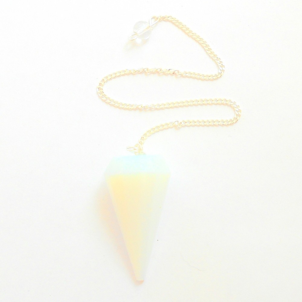Opalite Faceted Crystal Pendulum for Divination and Dowsing