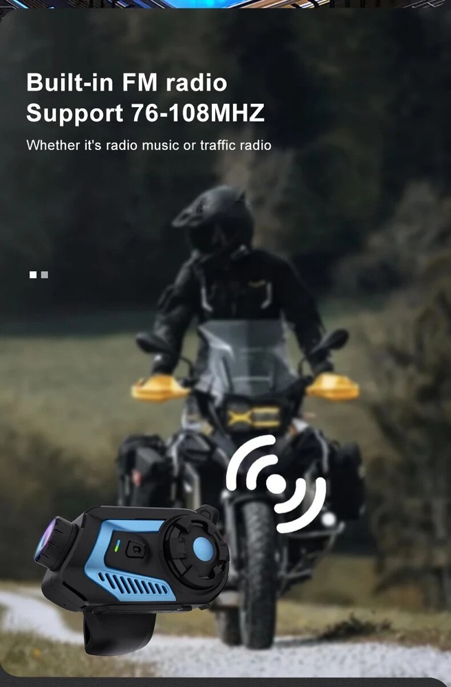 5.1 Bluetooth Motorcycle Intercom Camera 6 Riders Wireless Helmet Headset 2K FM