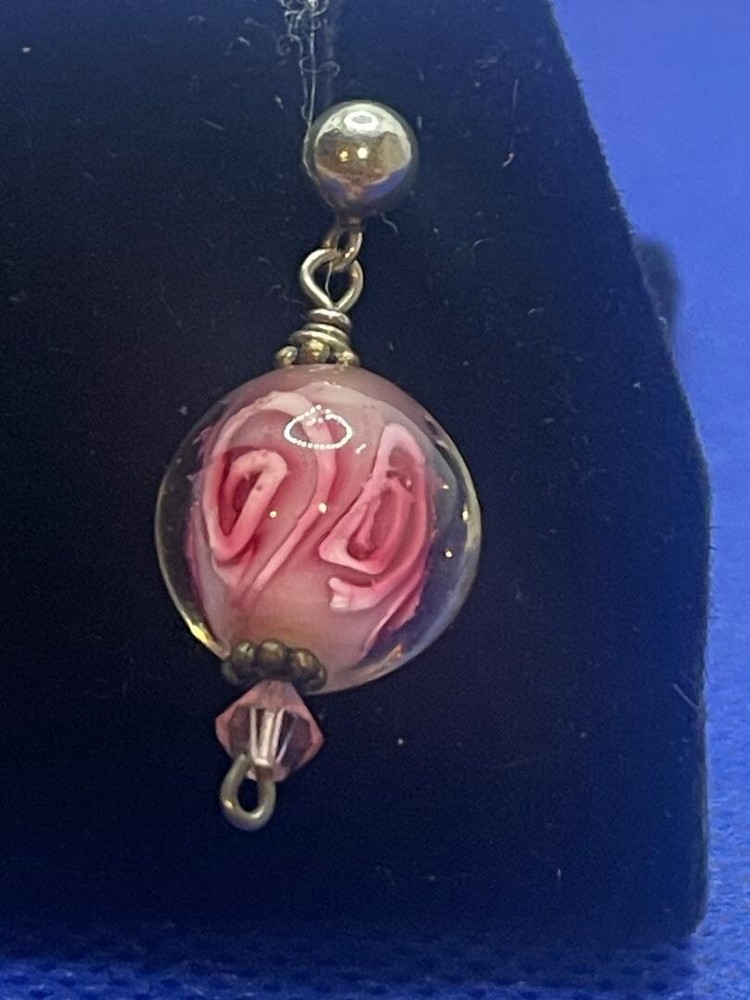 Pink Art Glass Drop Earrings