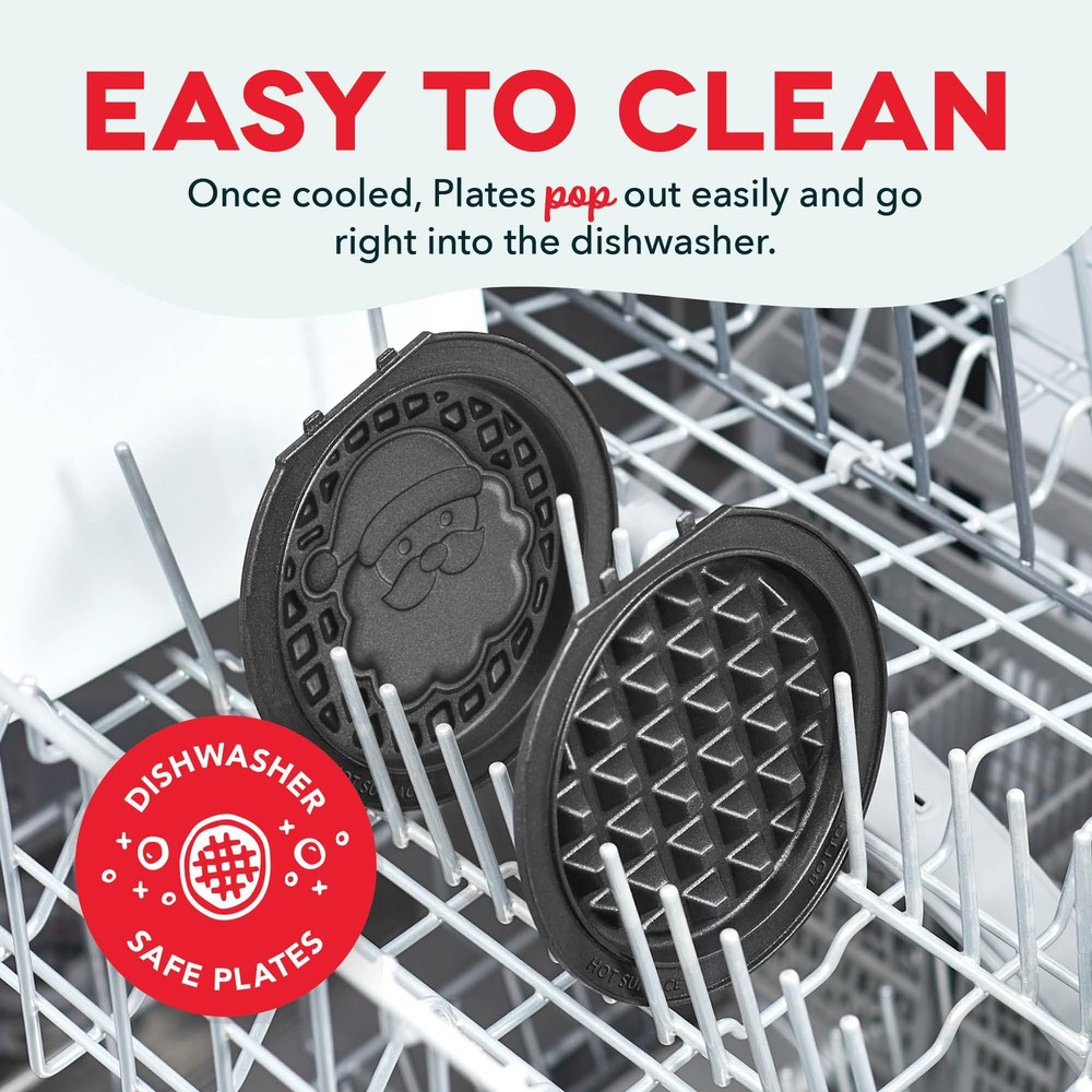 Dash Holiday MultiMaker Mini System - Includes Seasonal 6 Plates, Red
