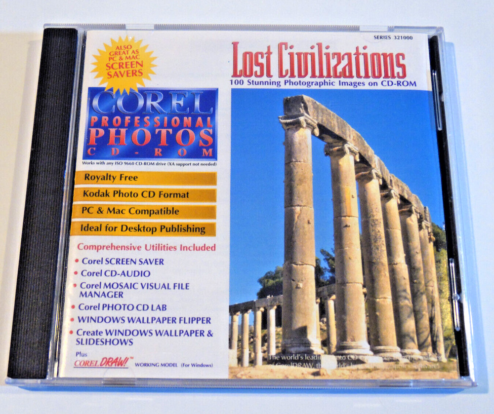 Lost Civilizations Cd-Rom Corel Screen Savers Wallpaper Windows & Mac Used -Nice