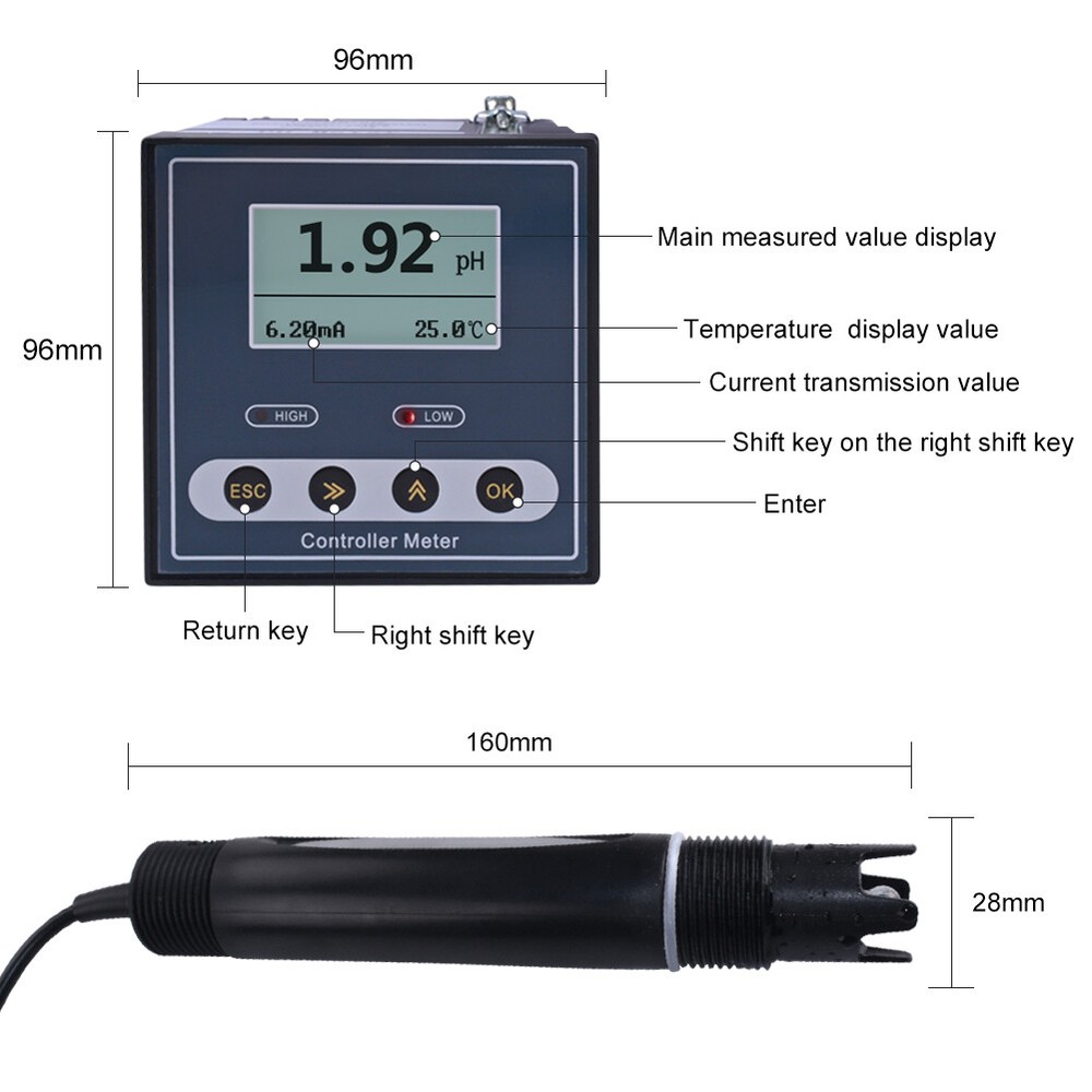 Online PH Controller Meter Tester with Range 0–14pH Accuracy ±0.02pH for Sewage