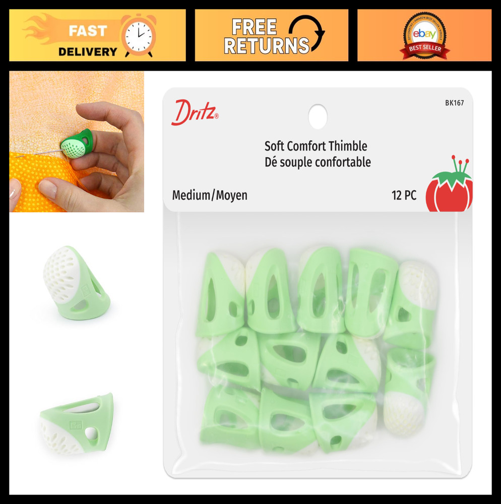 Soft Comfort Thimbles - Medium Green, 12 Pack - Sewing & Quilting Tools