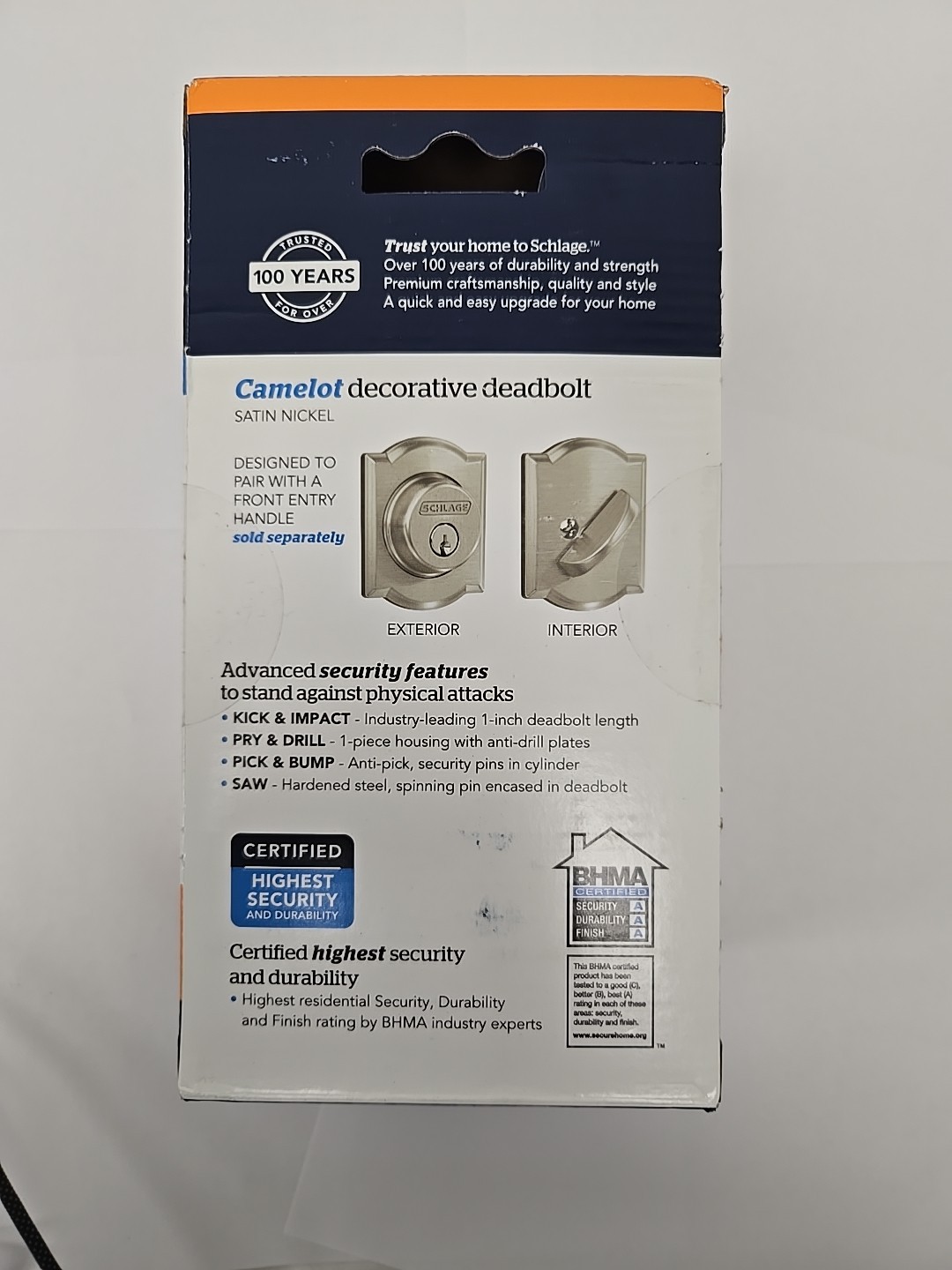 Schlage Satin Nickel Camelot Outside Deadbolt B60N G CAM 619 BLOWOUT SALE!!