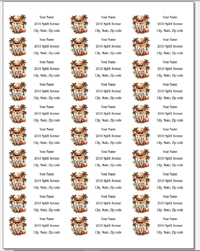 150 Red Fox Sunglasses Palm Trees Mailing Return Address Labels Personalized