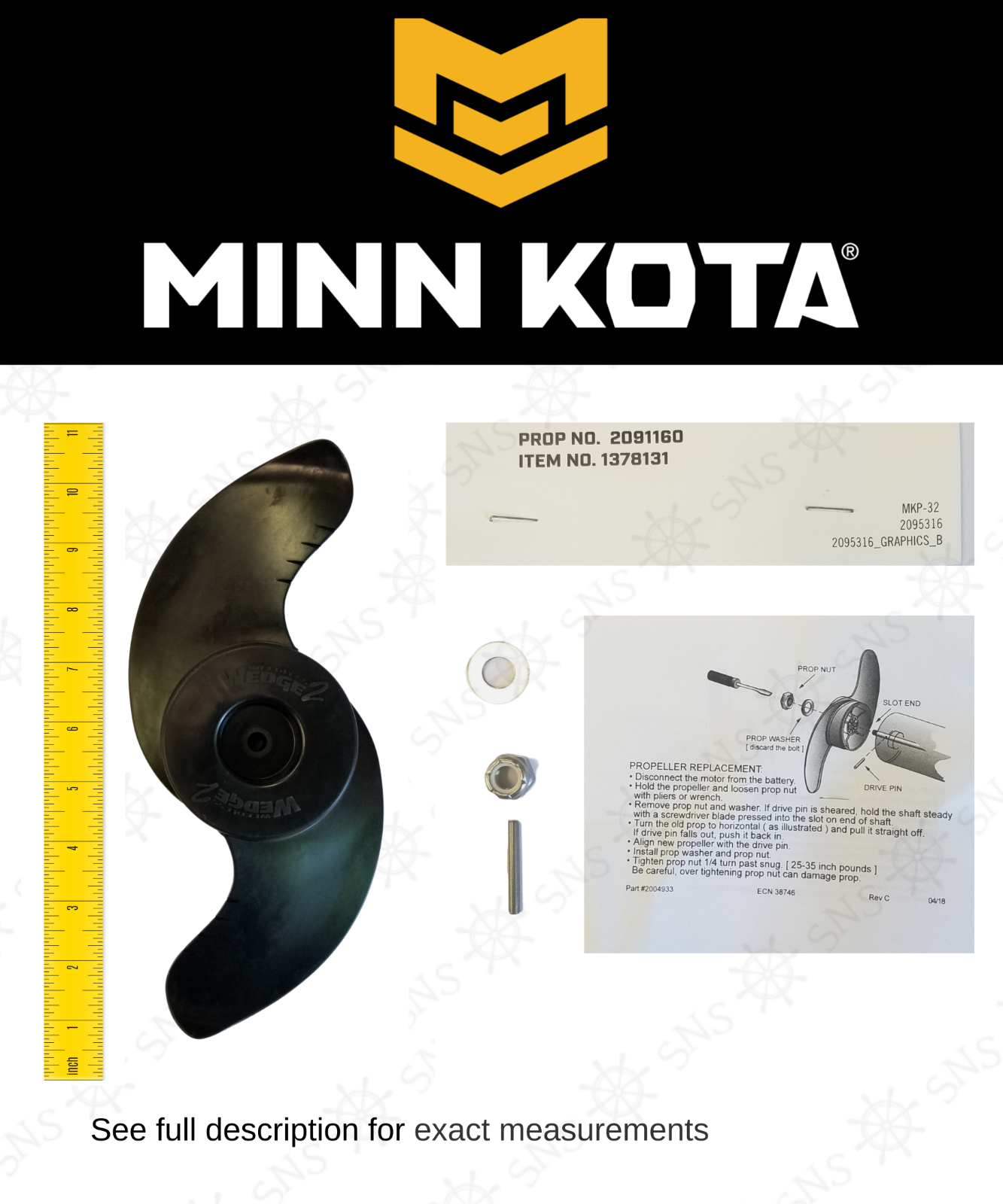 MINN KOTA MKP-32 NEW 2091160 1378131 1865017 GENUINE OEM PROP WEEDLESS WEDGE 2