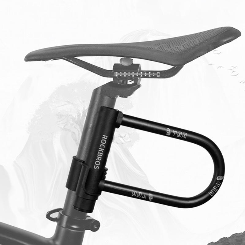 ROCKBROS Bike U Lock,13mm Steel Carbon Bicycle Lock w/Bracket 2 Keys Anti Theft