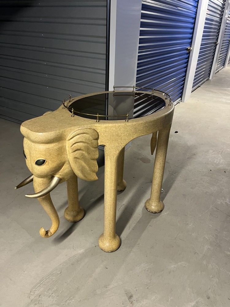 VINTAGE Marge Carson elephant bar cart with matching stools