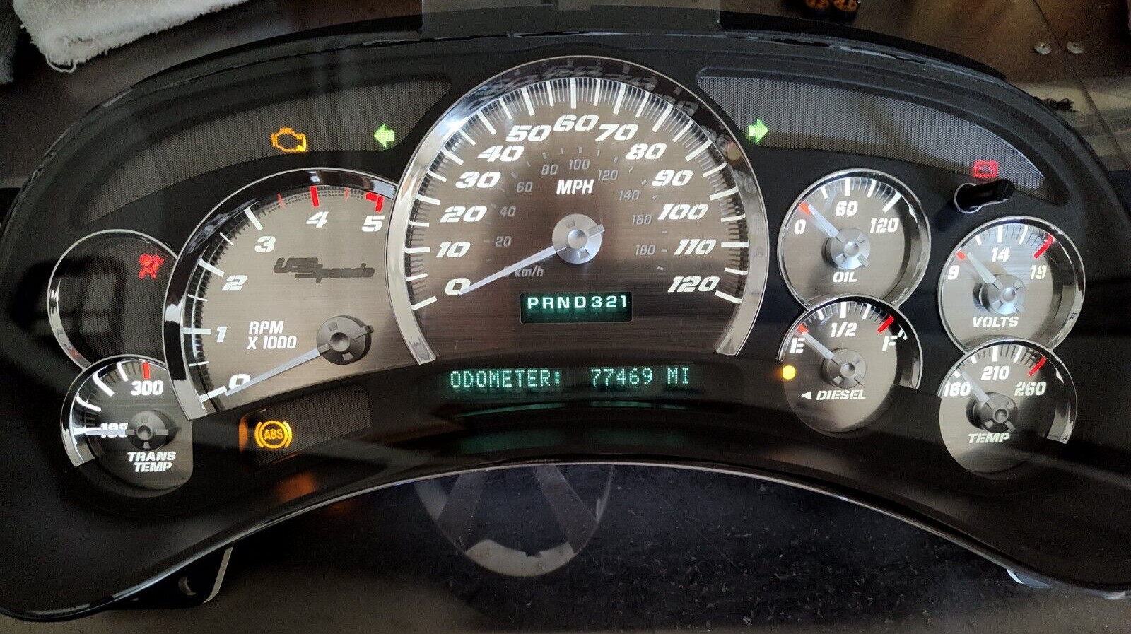 US Speedo Stainless Steel Gauge Face Kit White Text Matching Pointers GM 2003-06