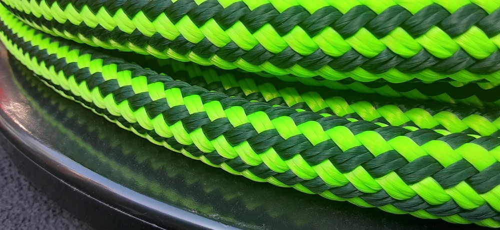 9/16 x 40 ft. Double Braid-Yacht Braid Polyester Rope. Hunter/Lime