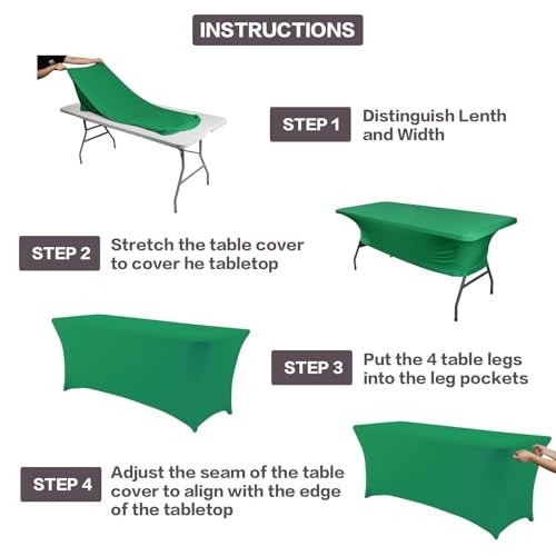 2 Pack 6FT Table Cloth for Rectangular Fitted 6 Ft - 2 Pcs Emerald Green
