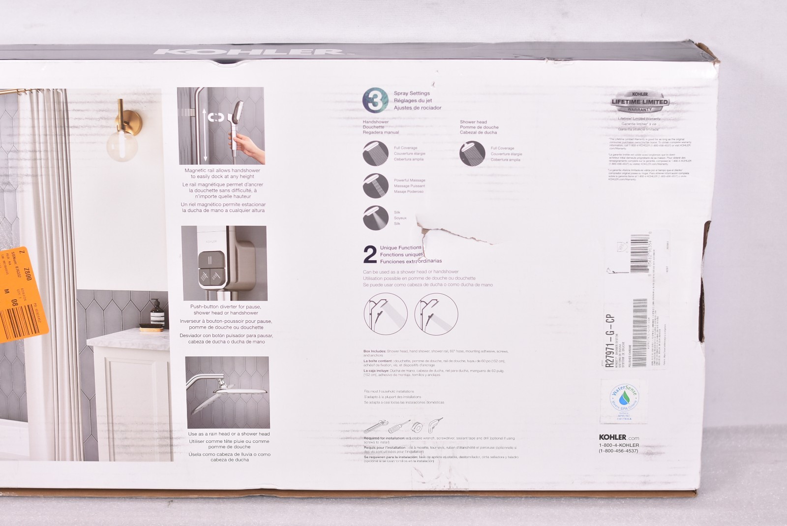 Kohler Windet Showing Rail Combo in Polished Chrome R27971-G-CP