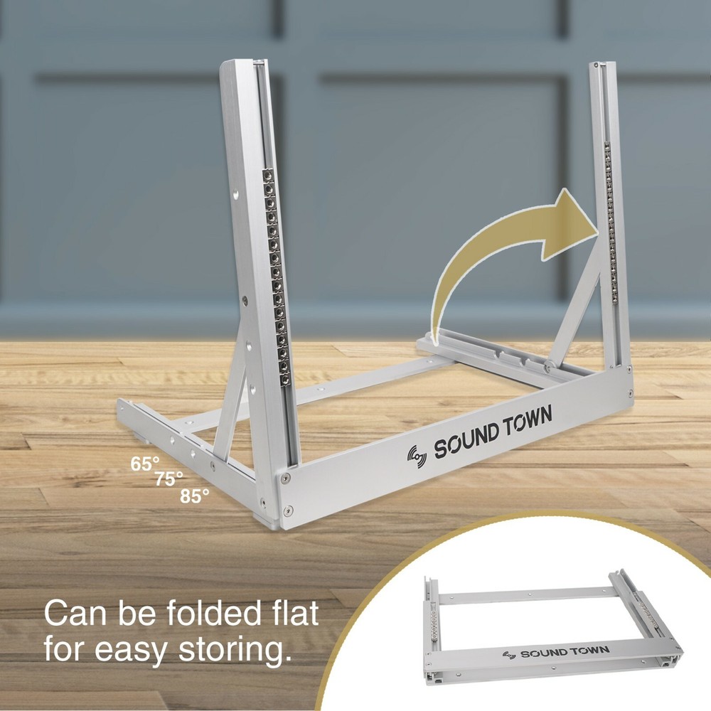 Sound Town 8U Aluminum 2-Post Desktop Open-Frame Rack, Angle Adjustable 2PF-8A