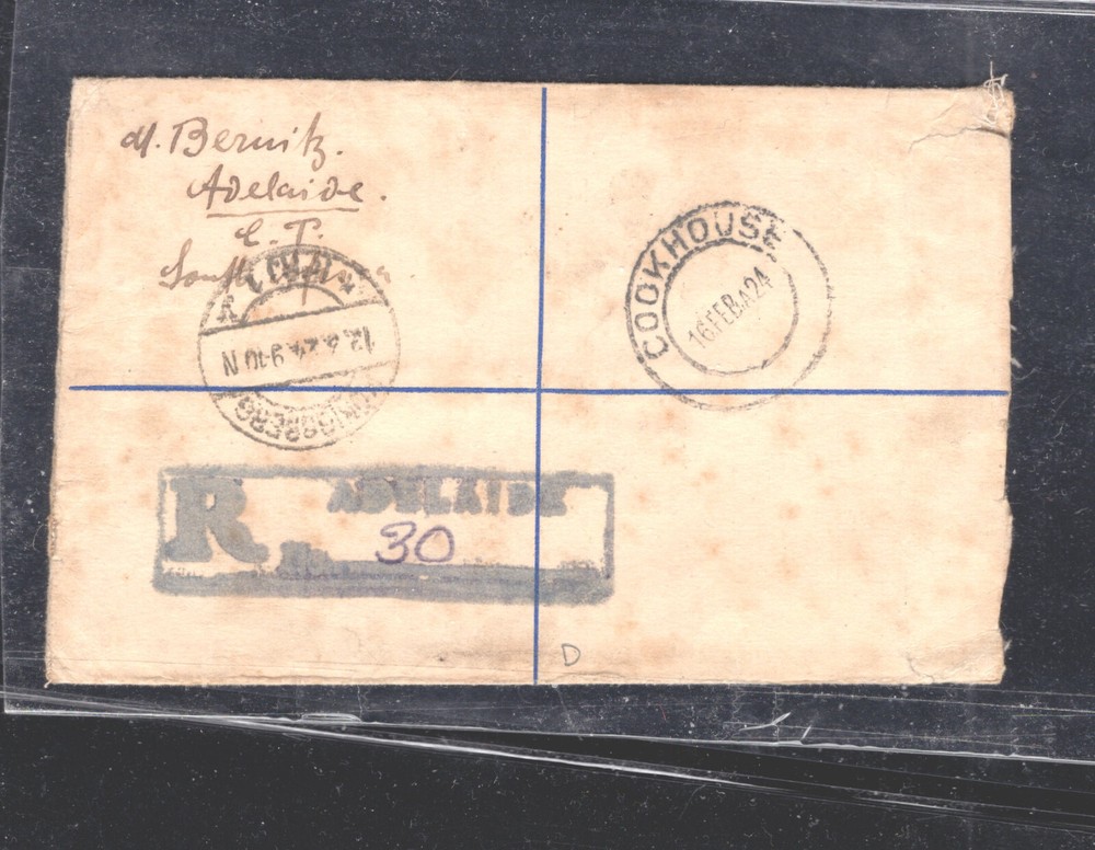 South Africa registered postal envelope 1924