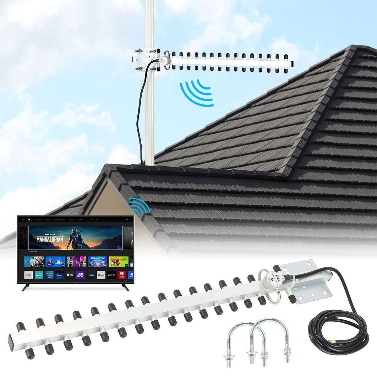 2.4GHz Yagi WiFi Antenna 25dBi Outdoor Directional Signal for Wireless Router