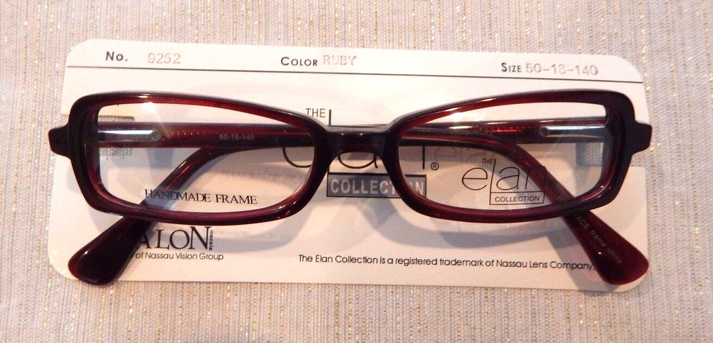 ELAN 9252 Ruby 50/18 Plastic Eyeglass Frame New Old Stock #216