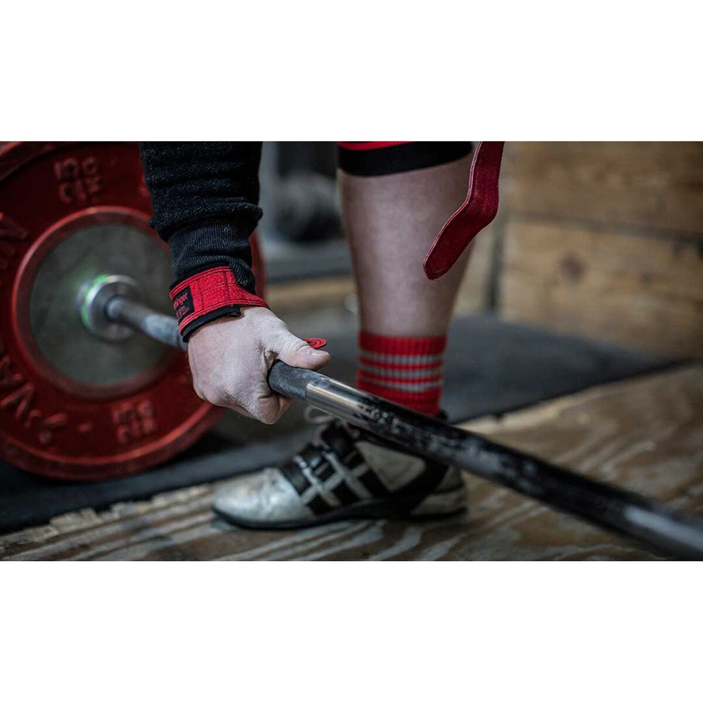 Harbinger 21" Padded Leather Weight Lifting Straps - Red