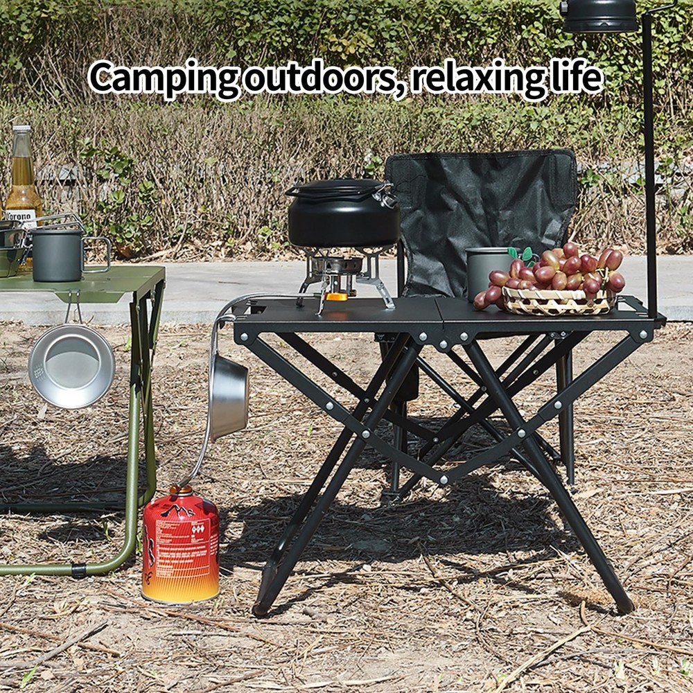 Portable Camping Table, Metal Tactical Foldable Table with Storage Bag, Durab...