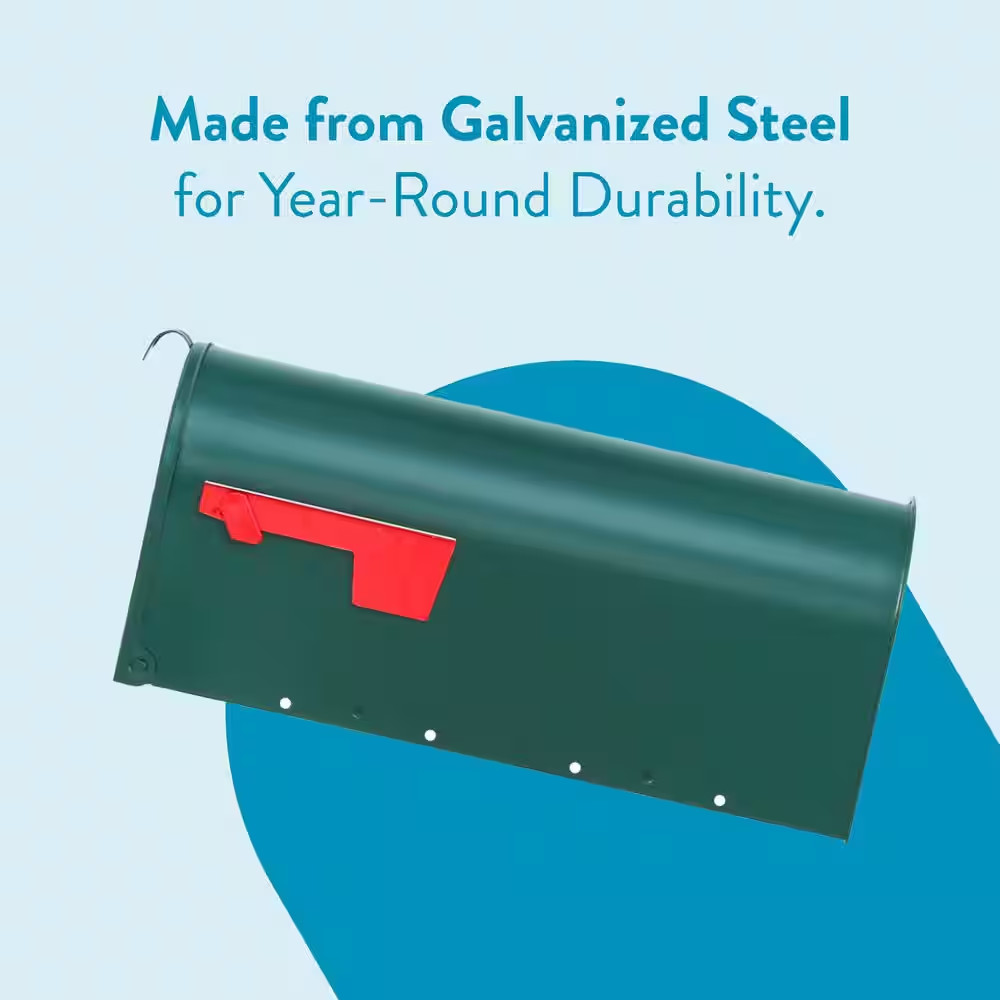 Elite Green, Medium, Steel, Post Mount Mailbox