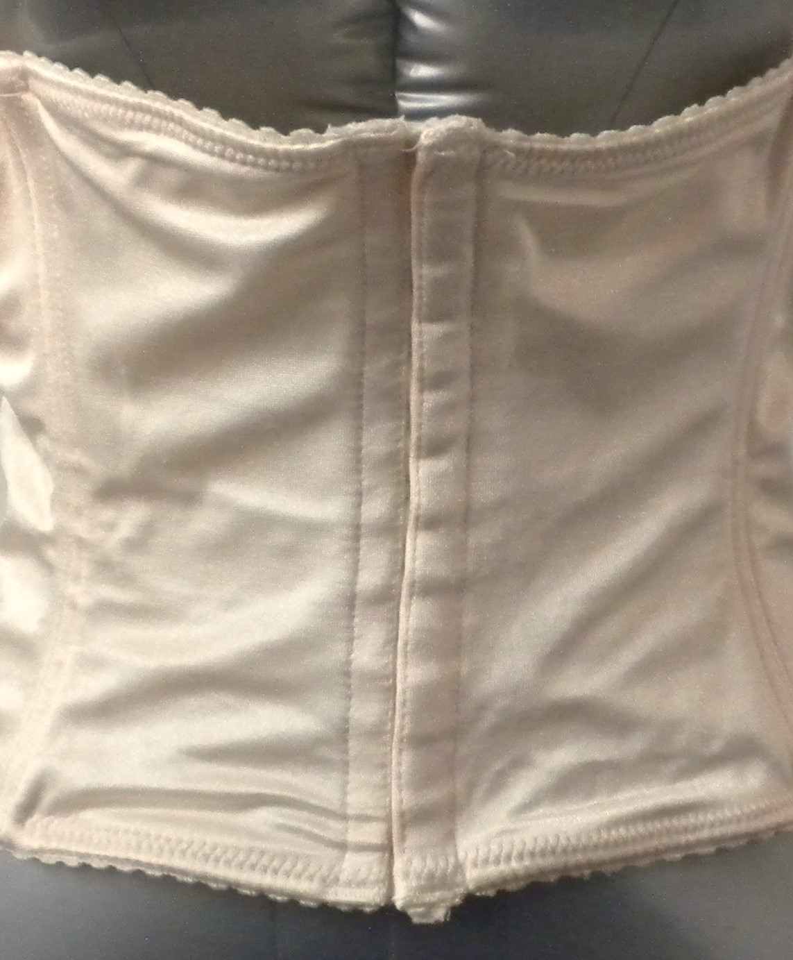 VINTAGE SEARS # 26489 WAIST CINCHER NIPPER BONED CORSET 11 HOOKS XL BEIGE NYLON