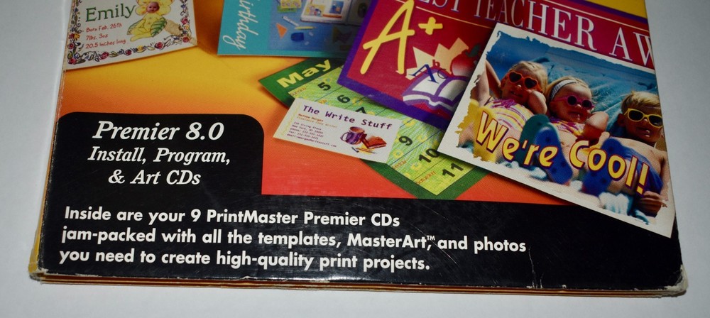 PrintMaster Premier 8.0 PC Software WINDOWS 95 98 Install, Program, 9 Art CDs