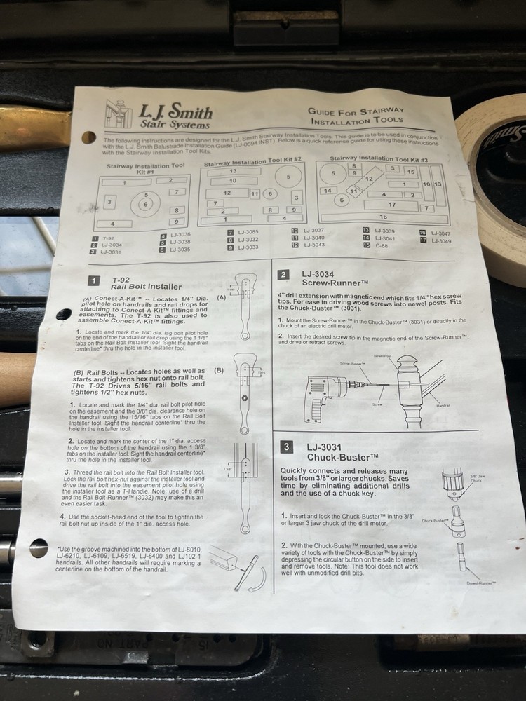 LJ Smith stairway install installation Tool kit 2