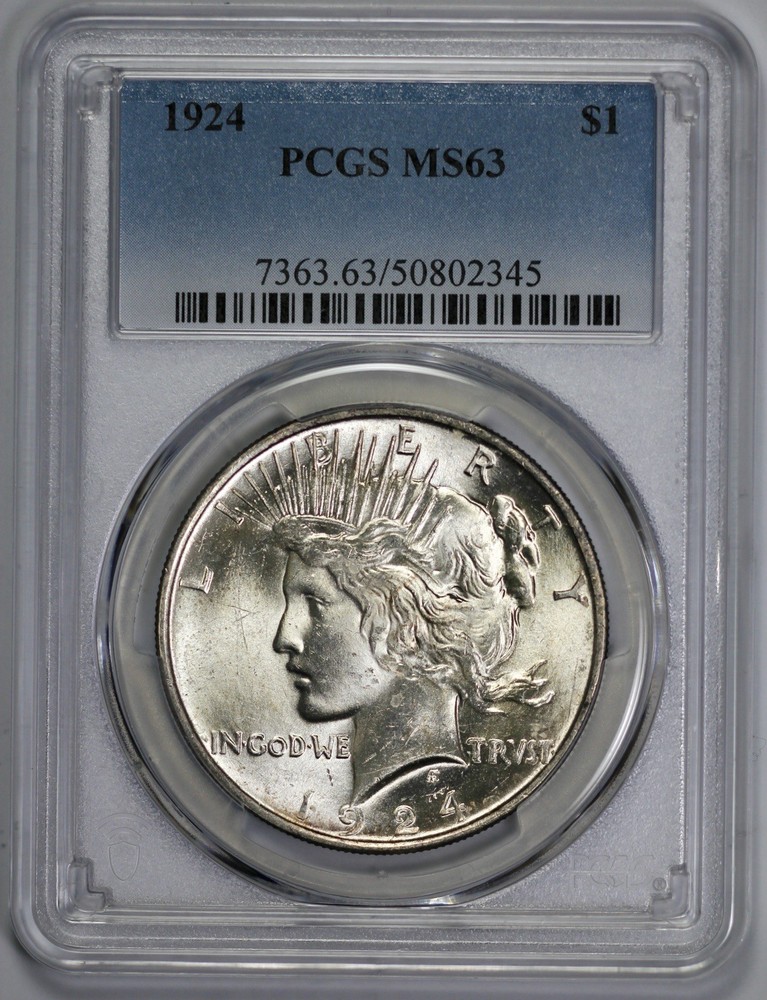 1924 Peace Silver $1 Dollar PCGS MS 63