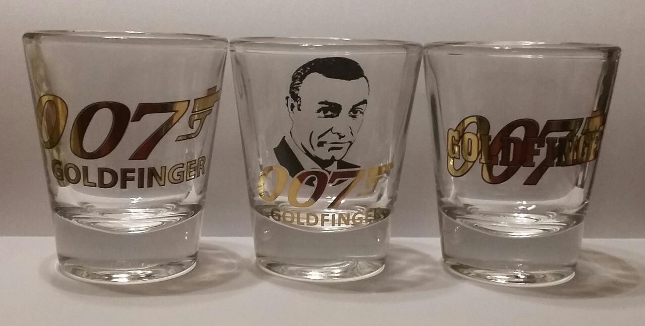 Set of 3 James Bond Gold 1½ Shot Glass