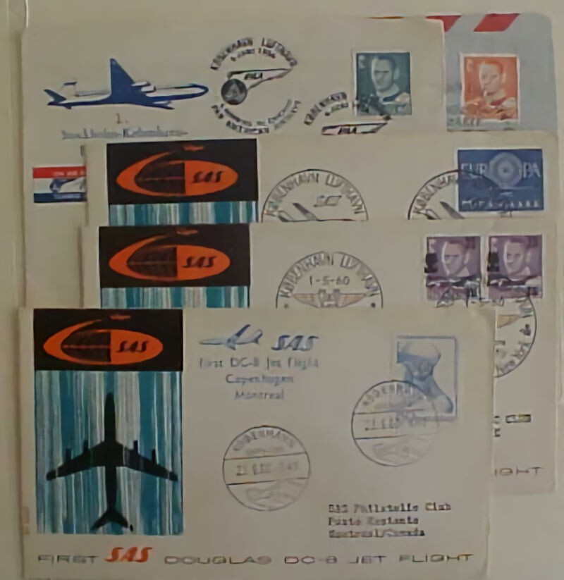 DENMARK FLIGHTS 1954 / 1960 5 DIFF
