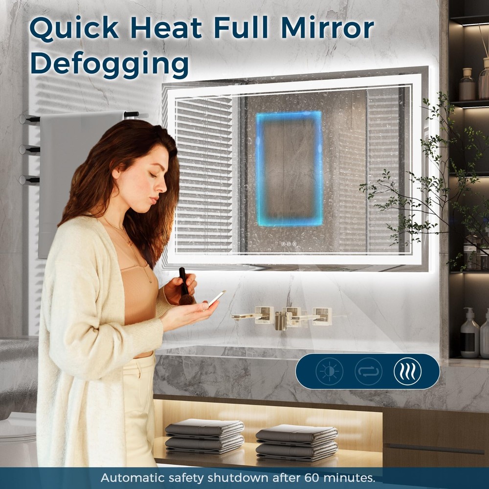 48*32 LED Bathroom Mirror, Lighted Vanity Mirror, Mirror With Light
