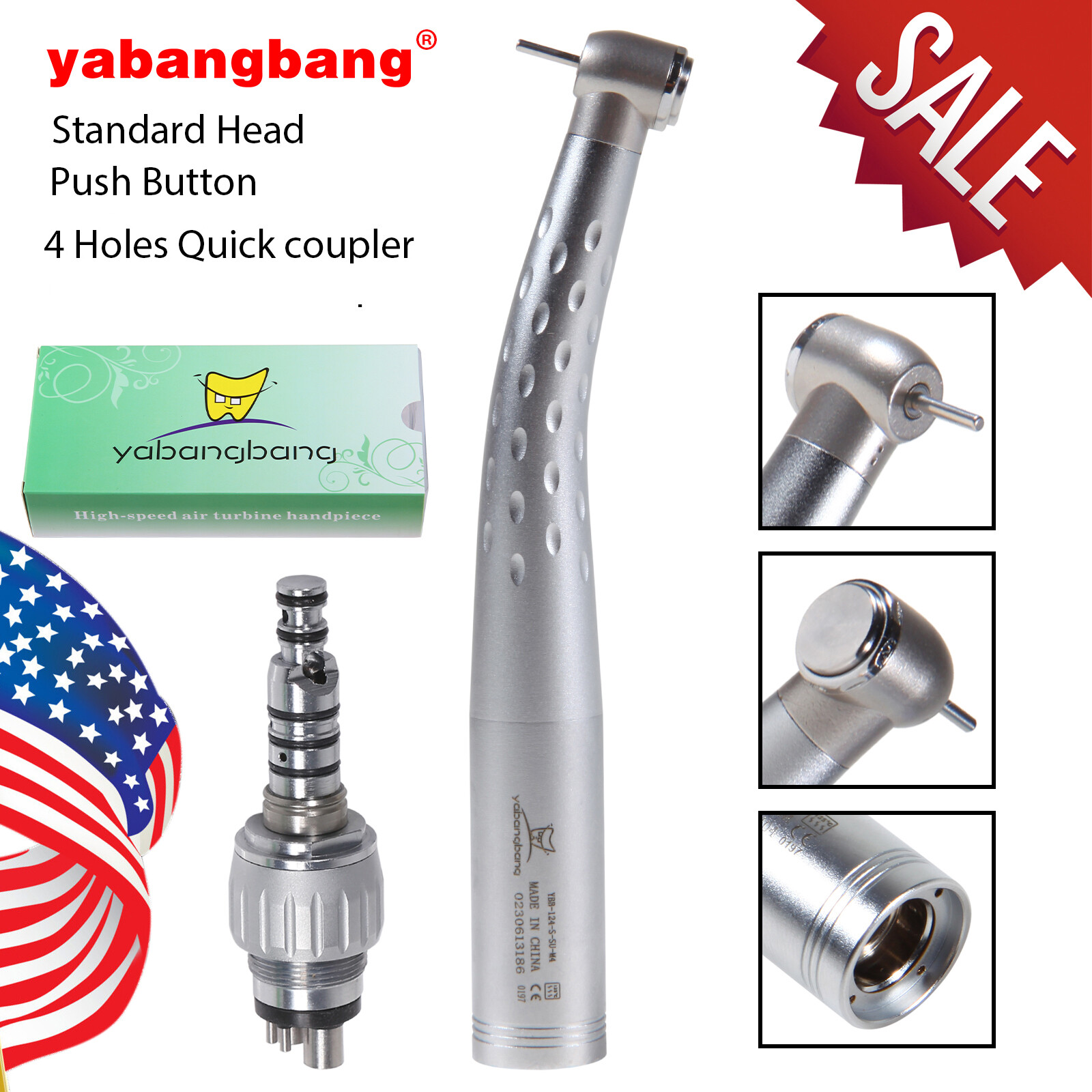 Kavo Style Dental High Speed Handpiece with 4 Hole Quick Coupler Coupling USA