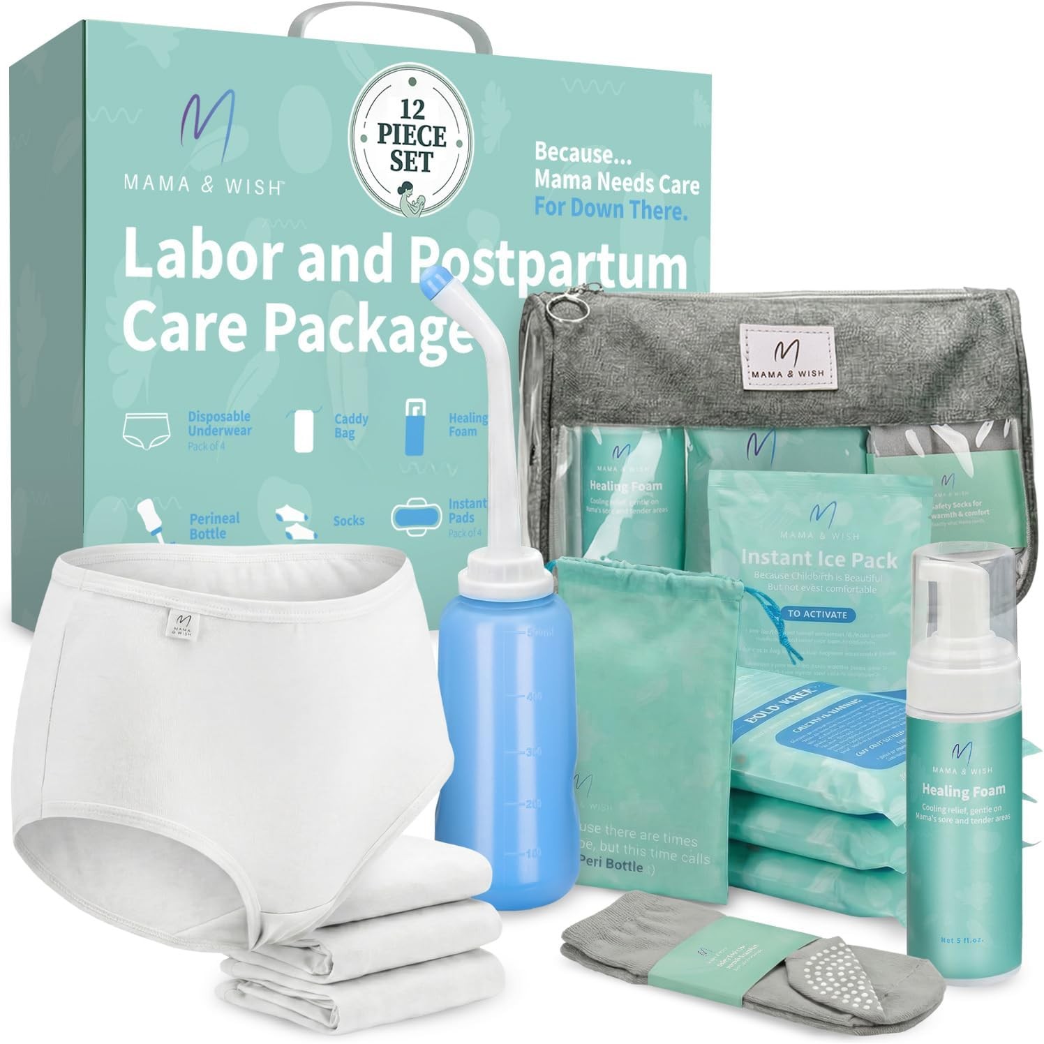 Mama & Wish® Postpartum Care Kit with Hospital Essentials for Women After Birth