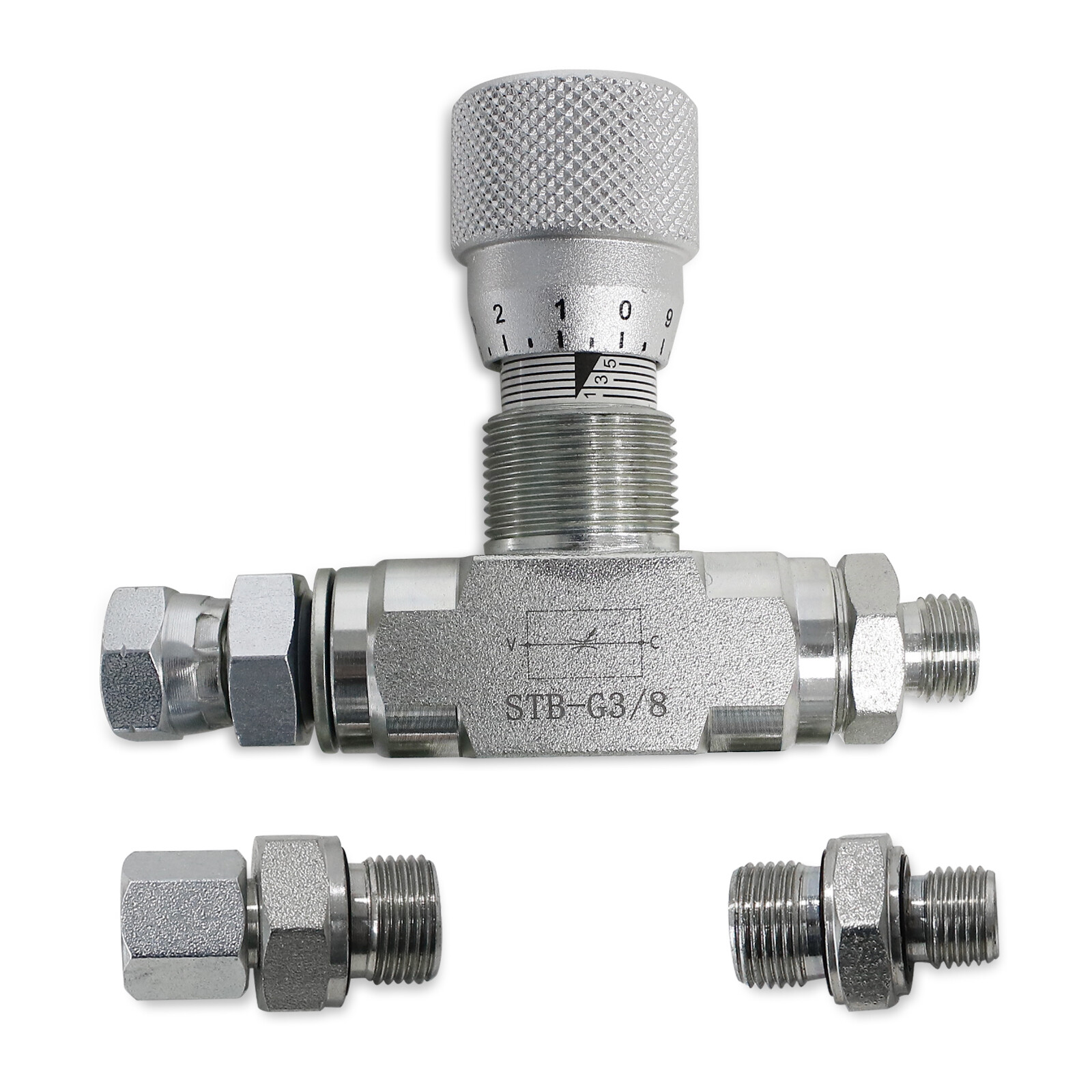 Hydraulic Flow Control Valve - STB-G3/8 - Mini Excavator - AGT - USA-3/8" L08