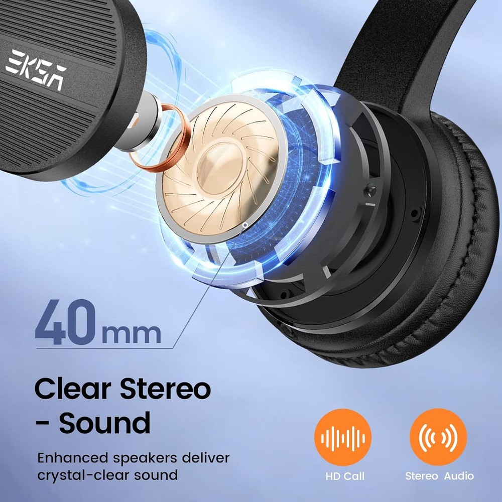 EKSA Headset with Microphone for PC, 3.5mm Wired Computer Headsets with Volume &