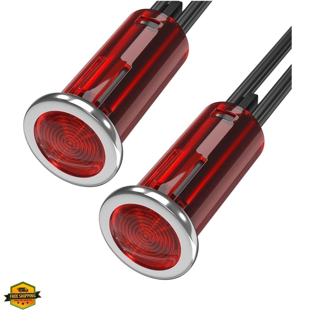 Indicator Light 12V Red Snap-in 1/2" Panel Mount LED Indicator Light 12 Volt ...