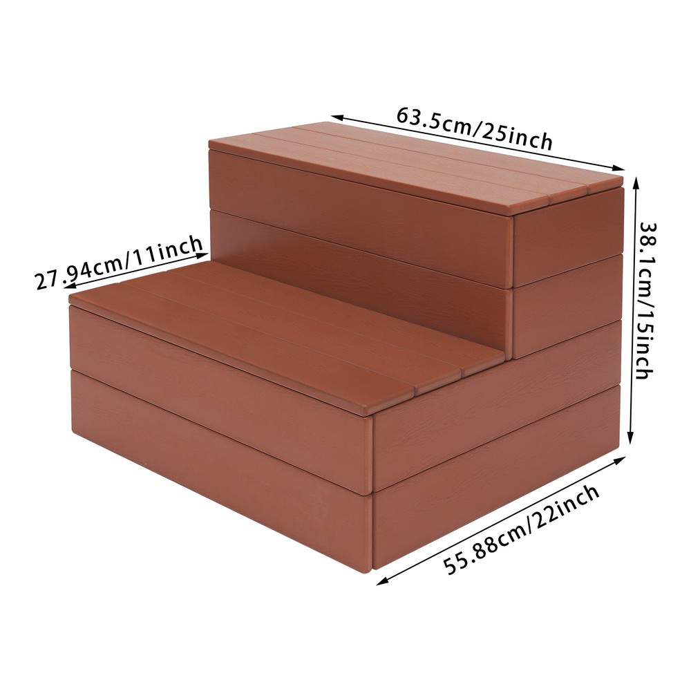 2 Steps Bathtub Steps Floorstanding Spa Steps Hot Tub Stairs 500lbs Rectangular