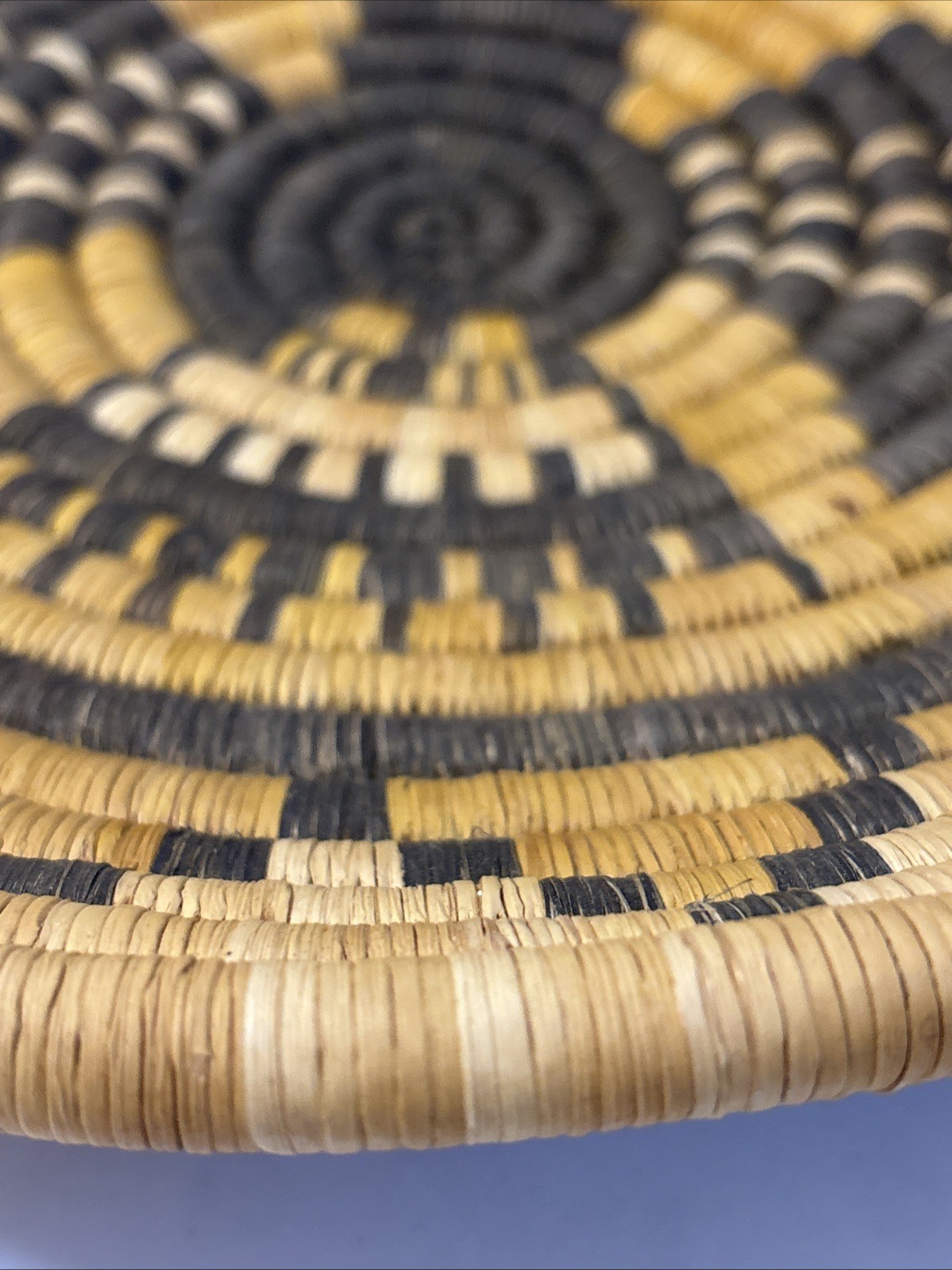 Antique Hopi Indian Coiled Basket Crow Mother 12" diameter