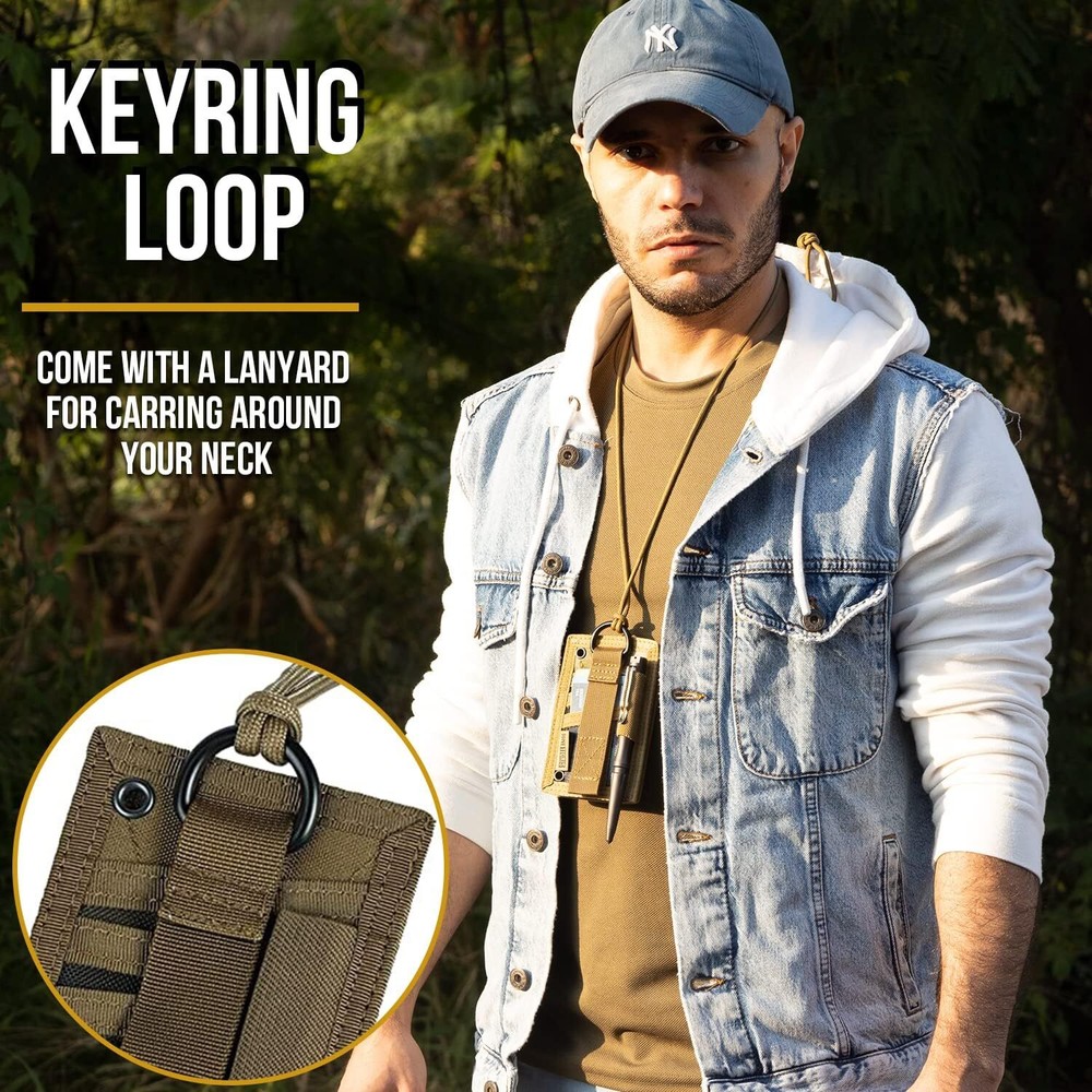 Tactical ID Card Holder Hook & Loop Patch Badge Holder Neck Lanyard Key Ring ...