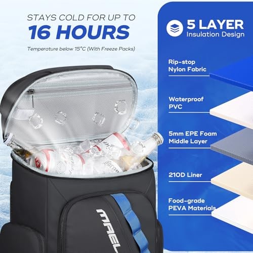 Backpack Cooler,36 Can Cooler Backpack,Soft Cooler Bag Insulated Black
