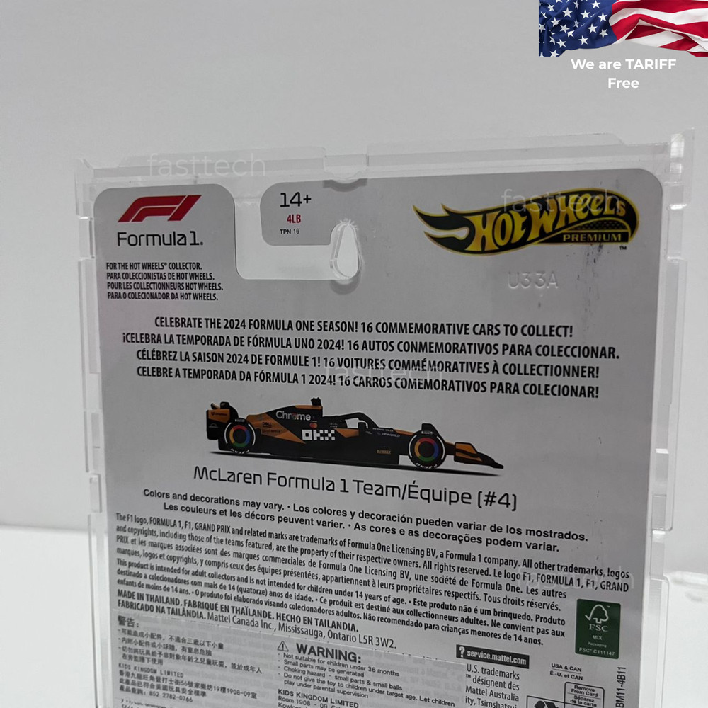 Hot Wheels F1 Card Acrylic Display Box w/ Protector Panel Anti Bend Stackable