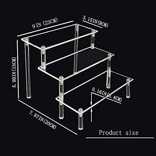Acrylic Display Risers,Clear Display Risers Stand Small Mini Shelf 3 Tiered
