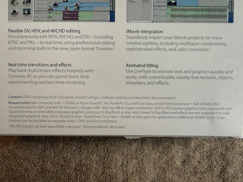 Apple Final Cut Express 4 HD - Video Editing Software - Full Retail version