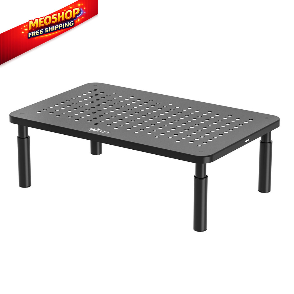 WALI Computer Monitor Stand for Desk, Adjustable Laptop Riser, Basic, Black